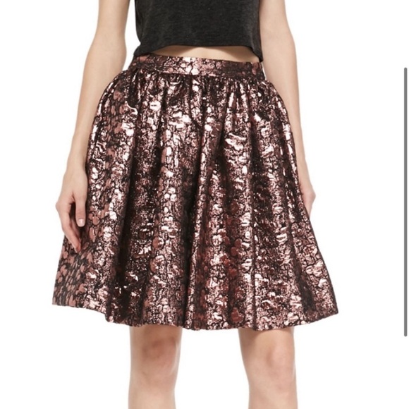 Alice + Olivia Pia Metallic Rosegold Skirt - Picture 1 of 7